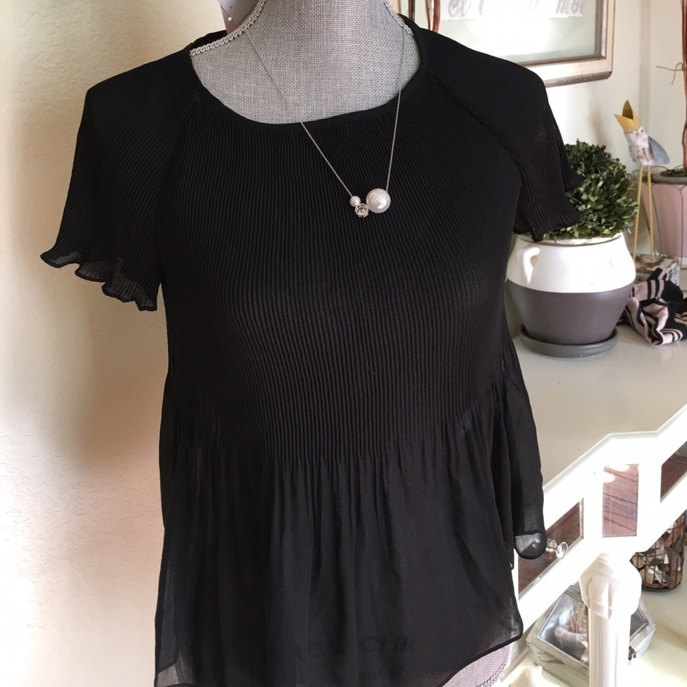 New - BR sheer mini pleats top